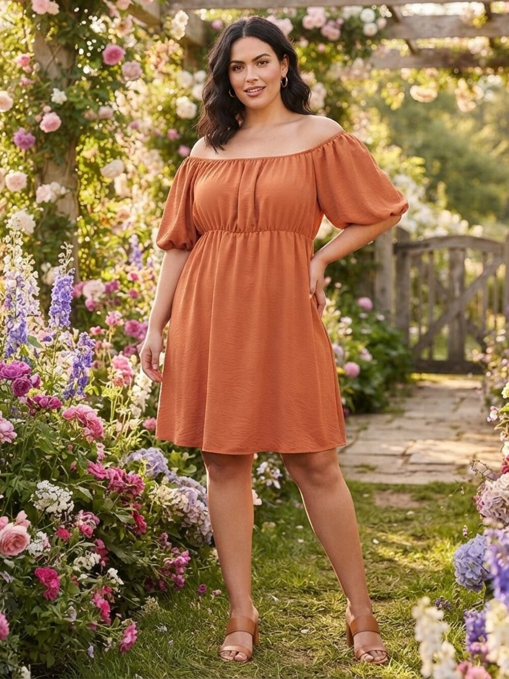 See You Monday Rust Off-Shoulder Mini Dress